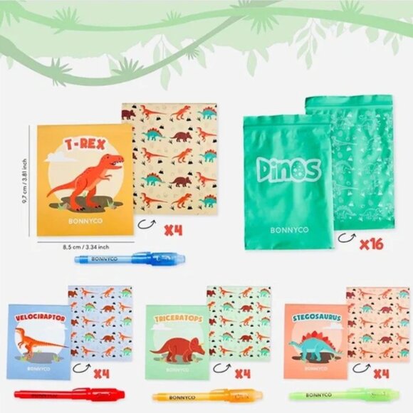 Invisible Ink Pen and Notebook Pack of 16 Dinosaur Party Favors for Kids NEW! - Picture 3 of 8